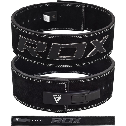 Mały czarny skórzany pas do trójboju siłowego RDX 10 mm